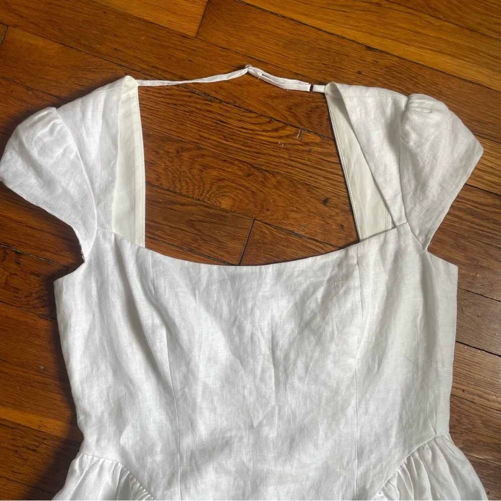 NWT Reformation Oaklyn Cap Sleeve Linen Minidress White Size 10